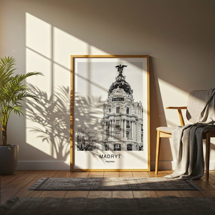 plakat madryt hiszpania metropolis w drewnianej ramie