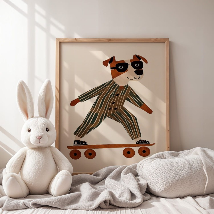 plakat pies na deskorolce w pokoju dziecka