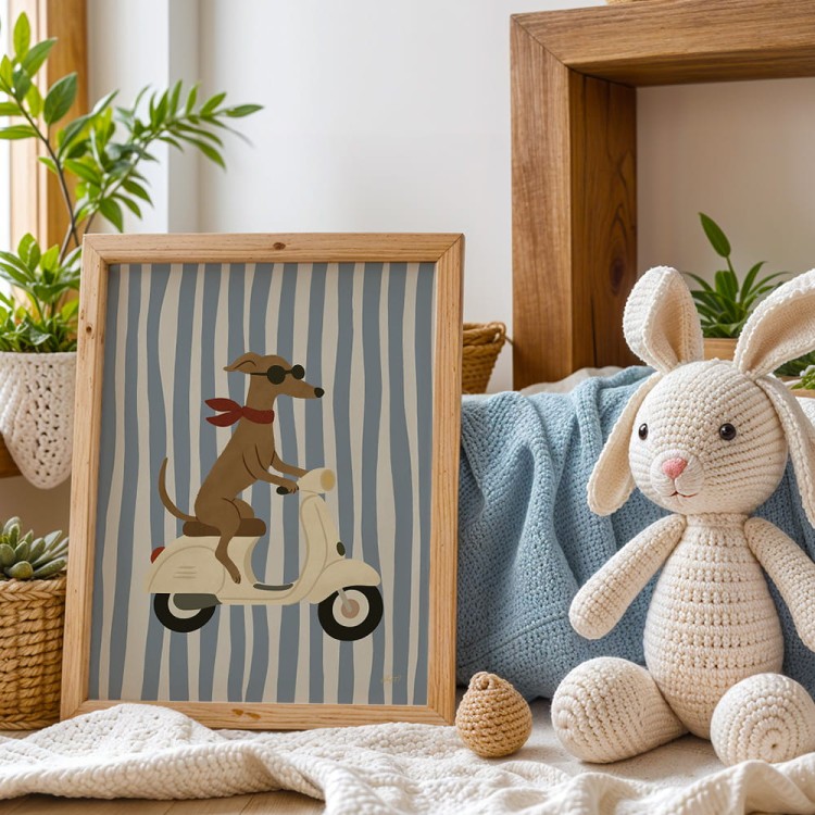 plakat pies na vespie w pokoju dziecka