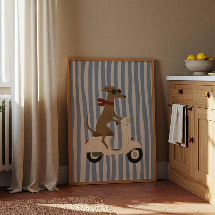 plakat pies na vespie w kuchni