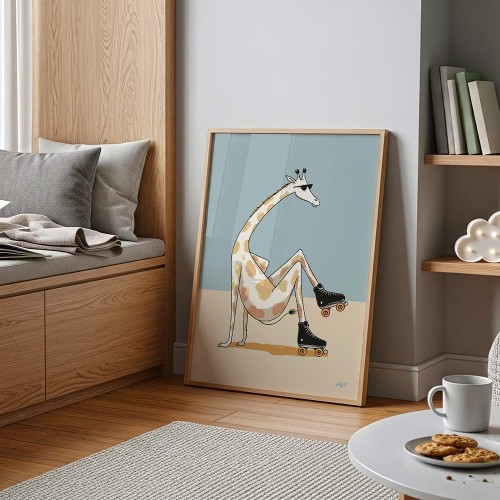 plakat skater żyrafa w pokoju dziecka