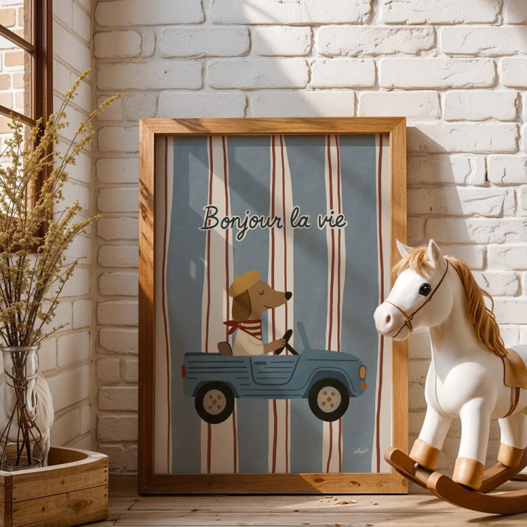 plakat mały kierowca z Paryża w drewnianej ramie