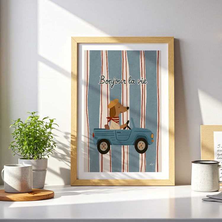 plakat mały kierowca z paryża z białym obramowaniem mały format