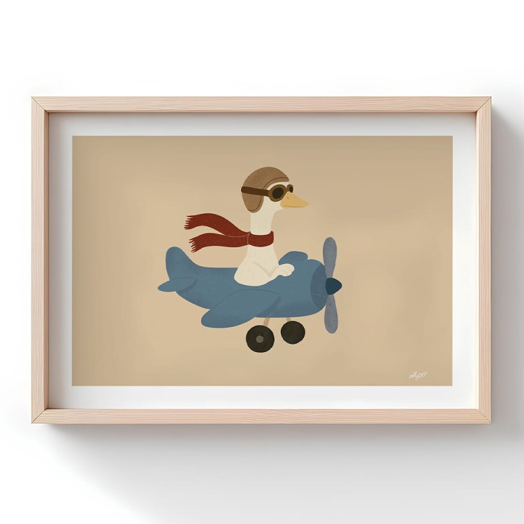 plakat kapitan gęś z białym obramowaniem w drewnianej ramce