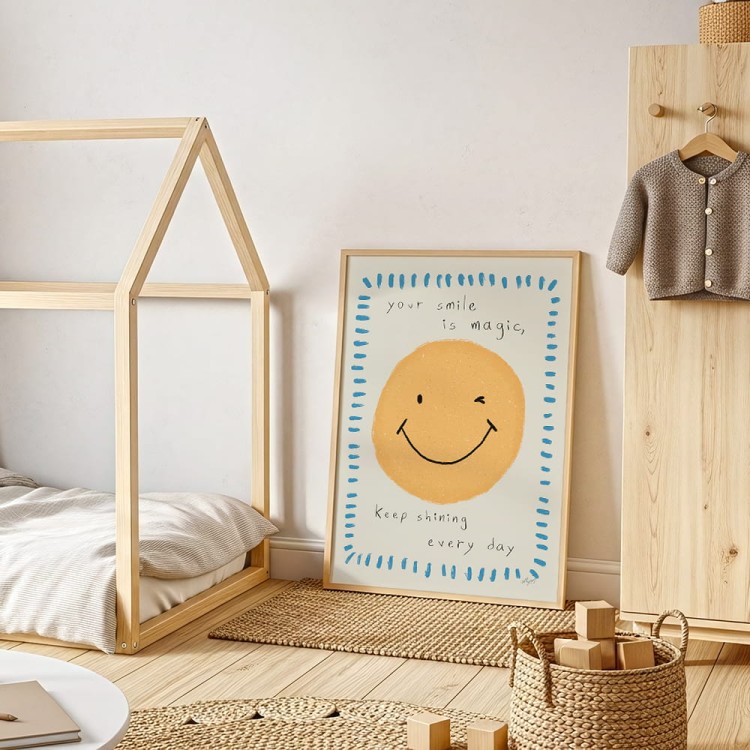 plakat twój uśmiech to magia w drewnianej ramie