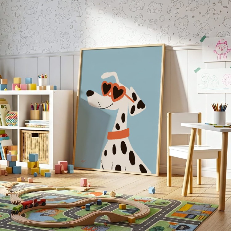 plakat stylowy dalmatyńczyk w drewnianej ramie