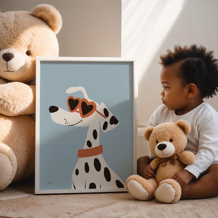 plakat stylowy dalmatyńczyk w białej ramce
