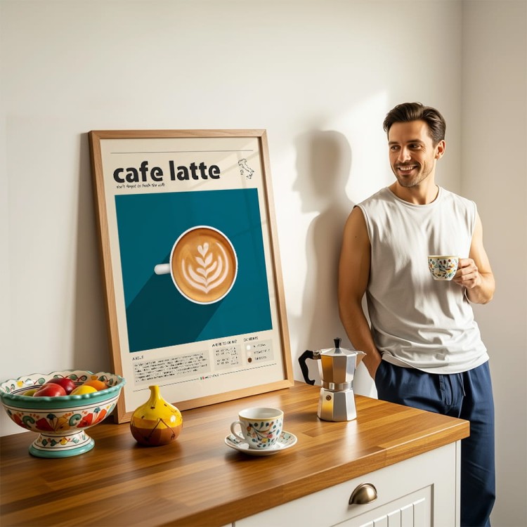 plakat cafe latte w jadalni