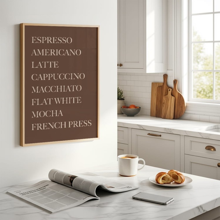 plakat espresso cappuccino w drewnianej ramie