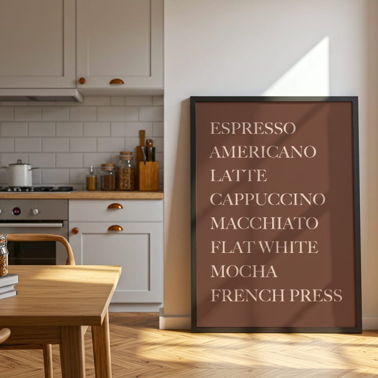 plakat espresso cappuccino w czarnej ramie