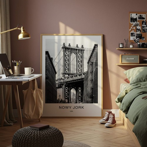 plakat nowy jork usa manhattan bridge w pokoju młodzieżowym