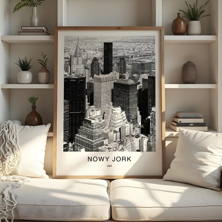 plakat nowy jork usa panorama manhattanu w pokoju