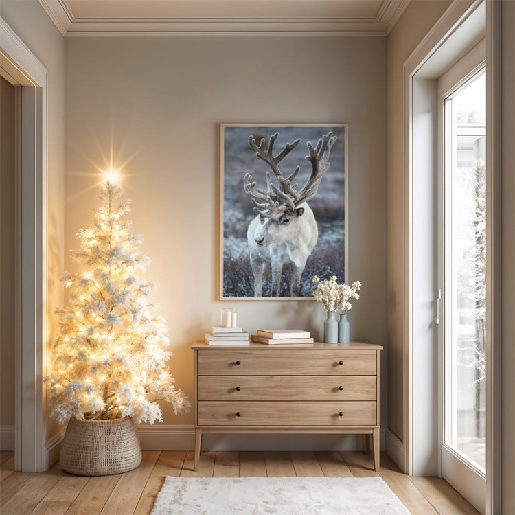 plakat zimowy renifer w salonie