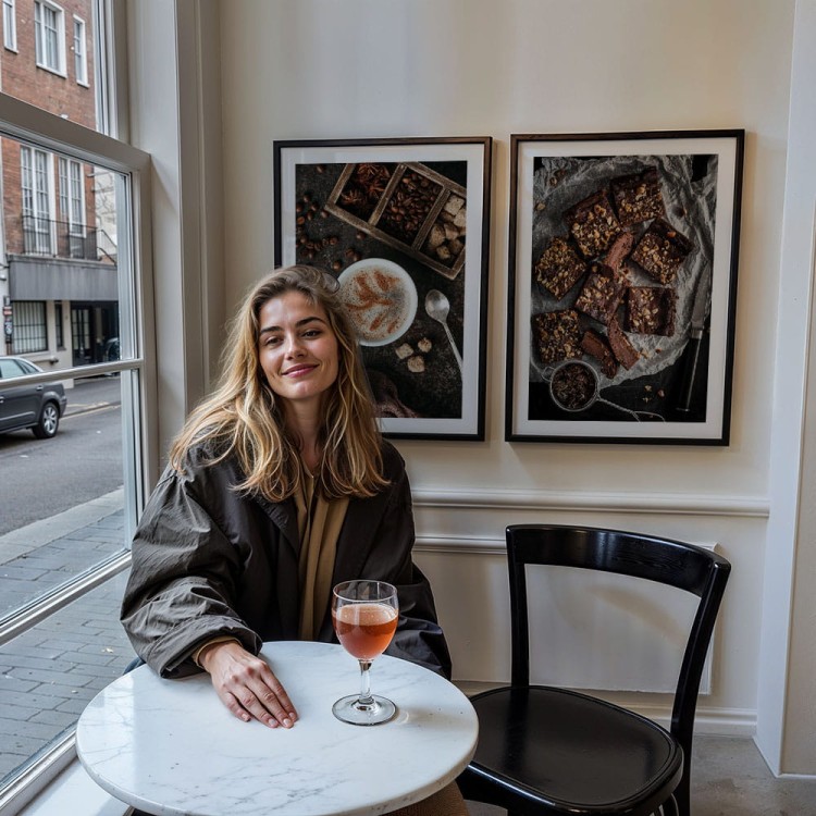 galeria plakatów słodki moment z białym obramowaniem w kawiarni
