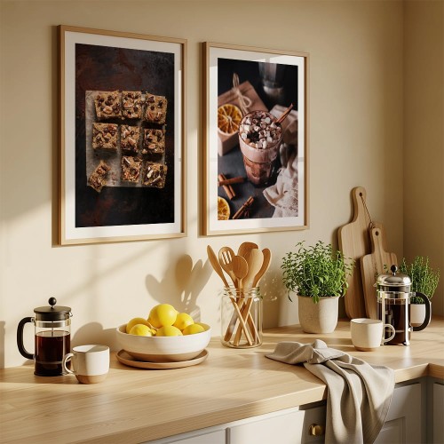 galeria plakatów słodka chwila z białym obramowaniem w kuchni