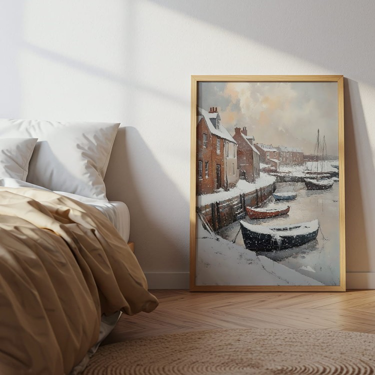 plakat zimowy port w sypialni