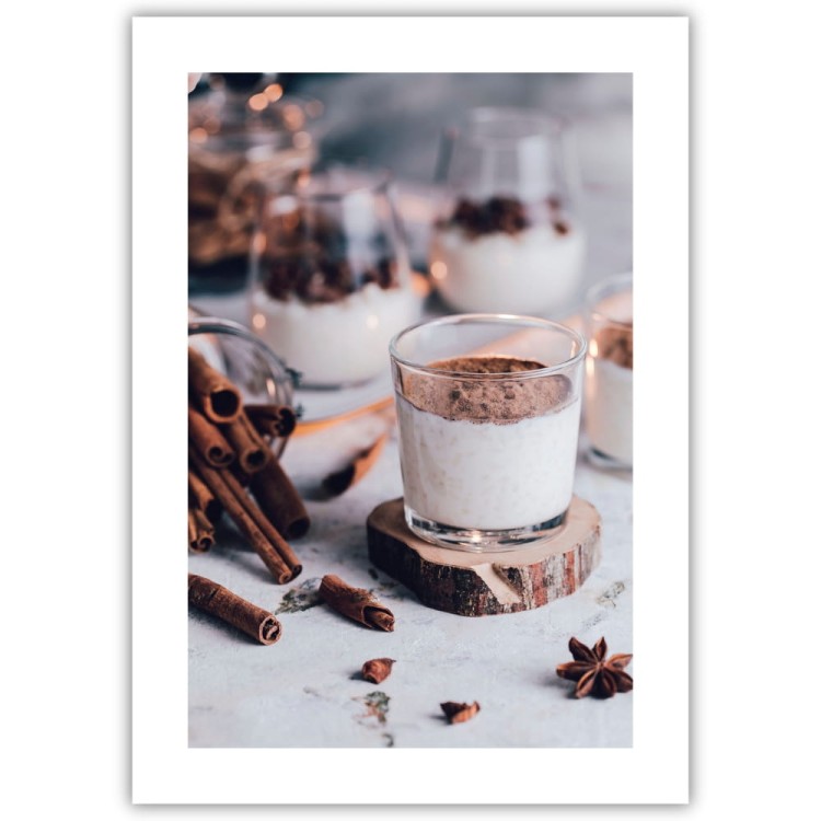 plakat świąteczny budyń z białym obramowaniem