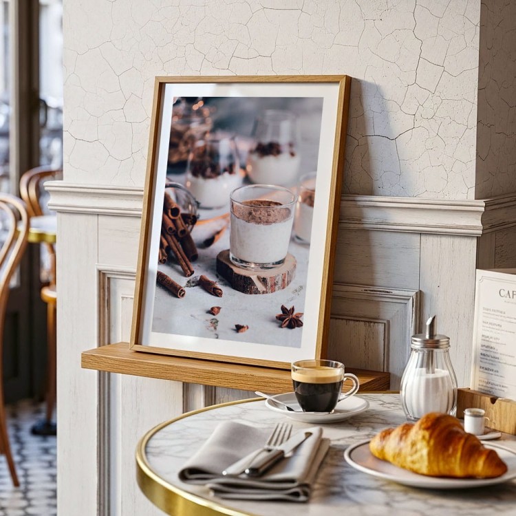 plakat świąteczny budyń z białym obramowaniem