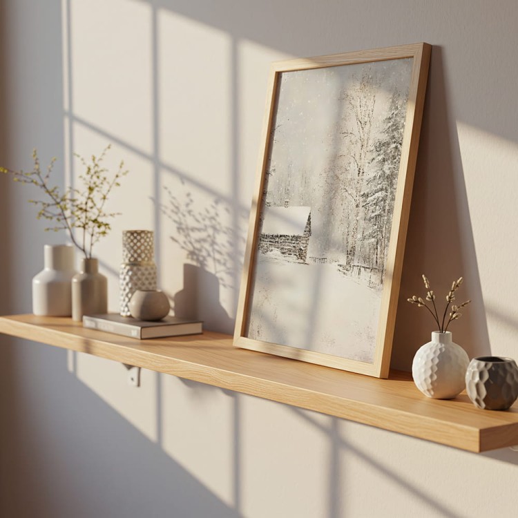 plakat w sercu zimy na półce