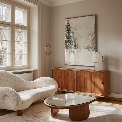 plakat ukryta wśród drzew w salonie