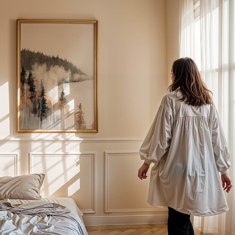 plakat zimowy spokój w sypialni