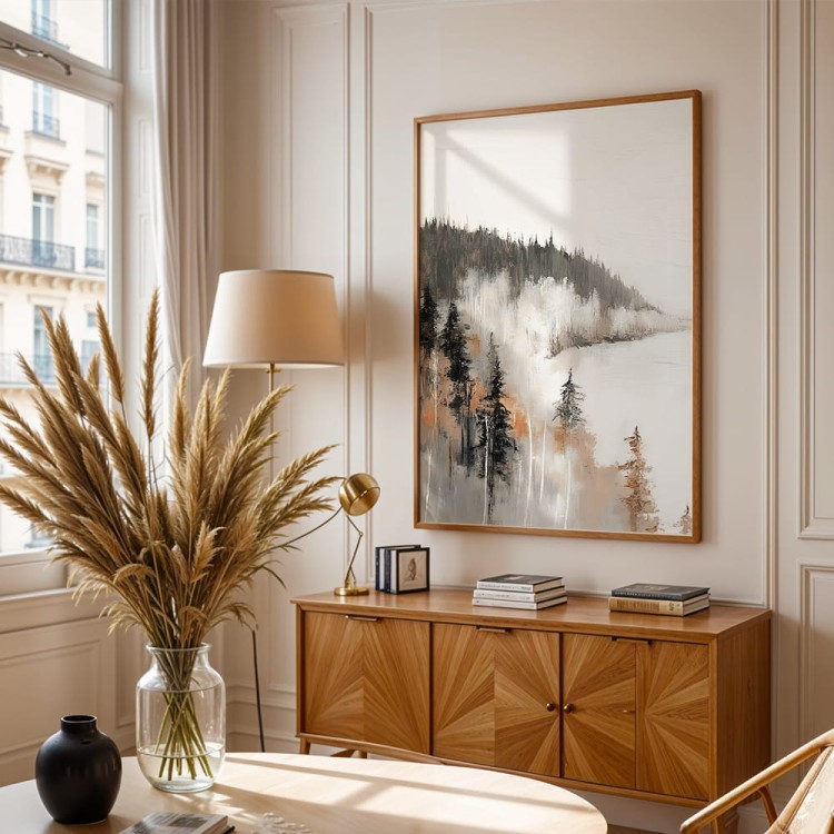 plakat zimowy spokój w salonie