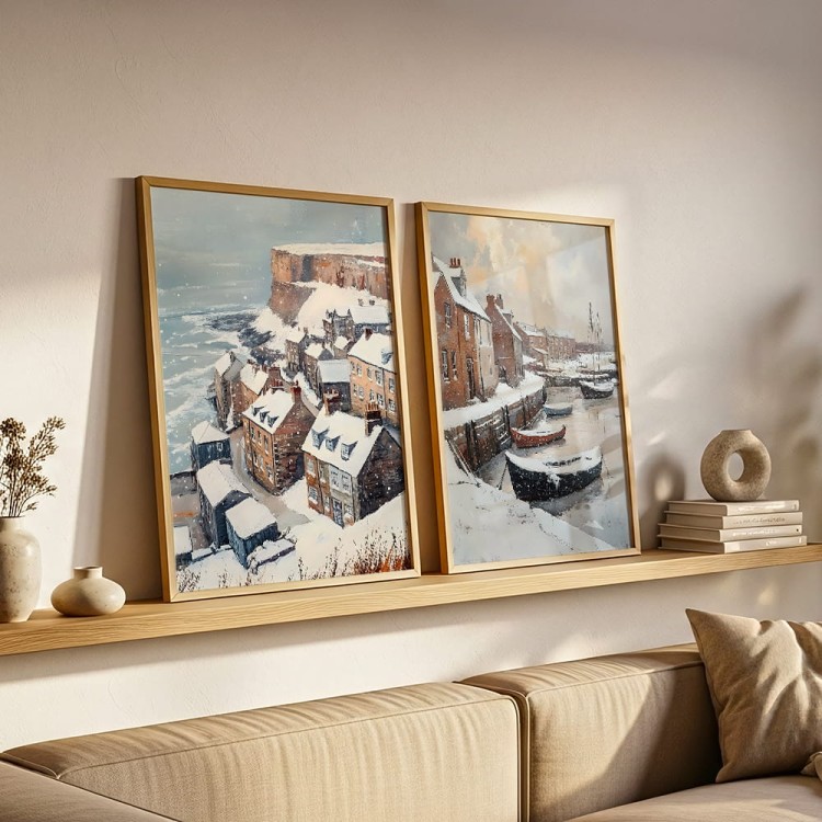 galeria plakatów zimowe wybrzeże w drewnianych ramach
