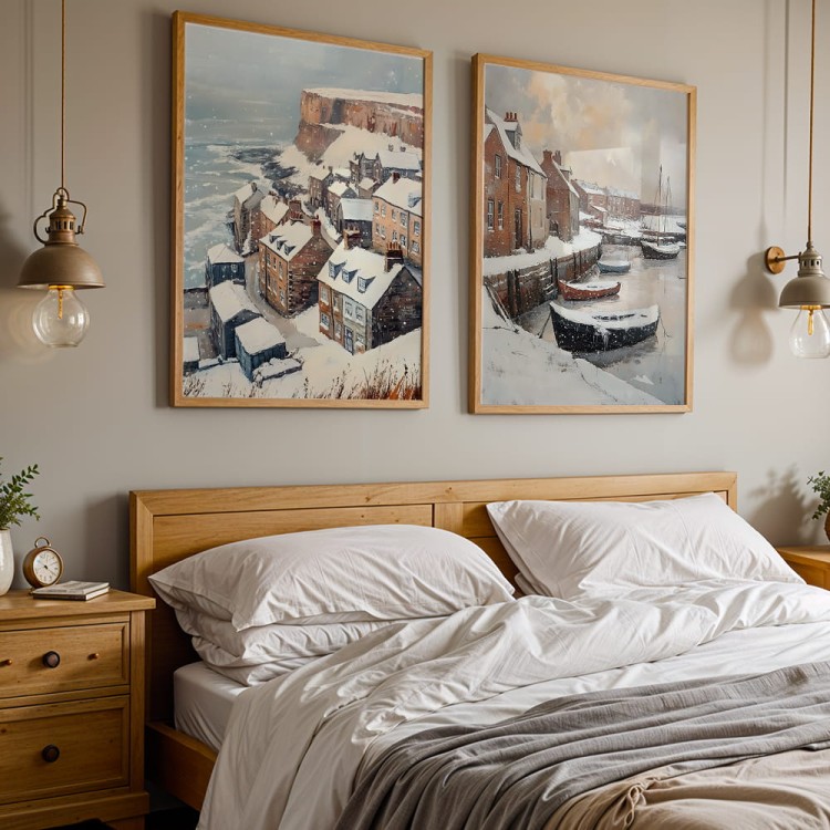 galeria plakatów zimowe wybrzeże w sypialni