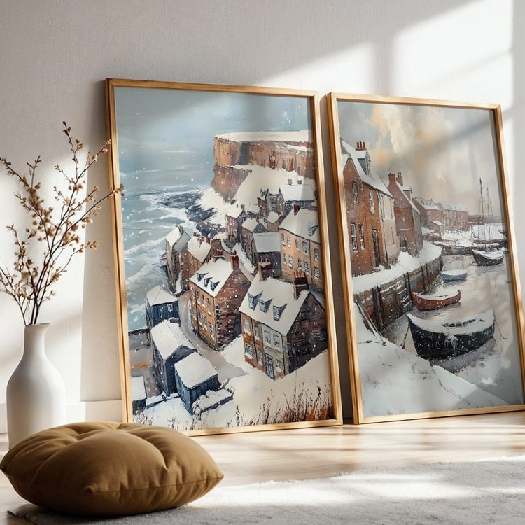 galeria plakatów zimowe wybrzeże w drewnianych ramach