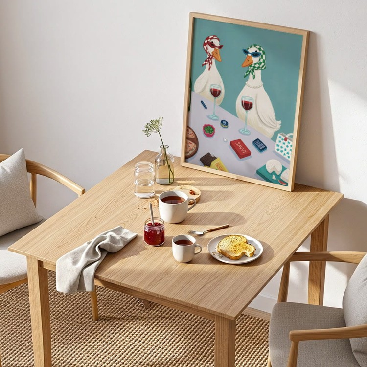 plakat gęsie pogaduszki w jadalni