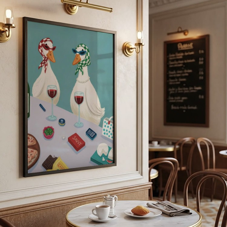 plakat gęsie pogaduszki w kawiarni