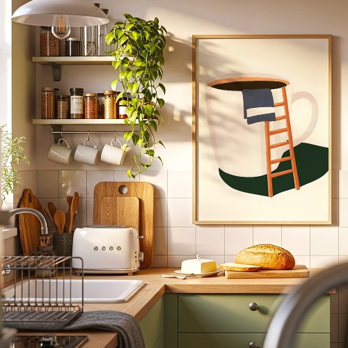 plakat kawa na wysokości w kuchni