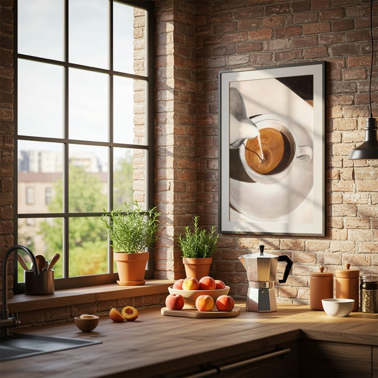 plakat moment latte w kuchni z passepartout