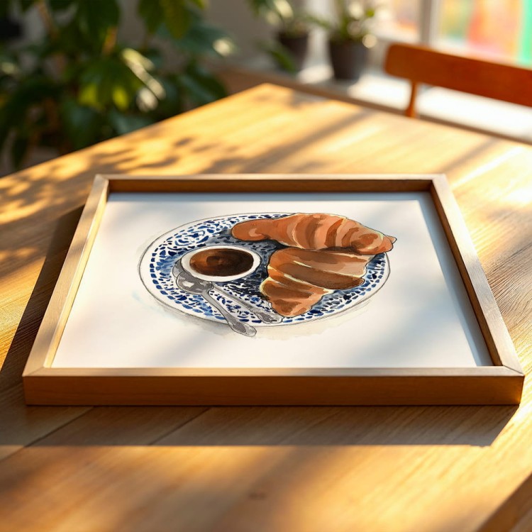 plakat śniadanie w paryżu wydruk w ramce drewnianej