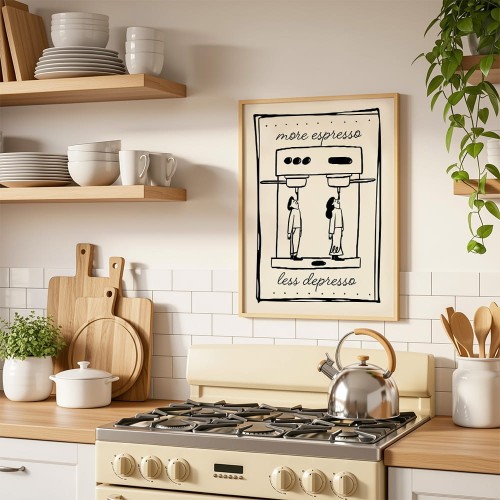 plakat coffee therapy w kuchni