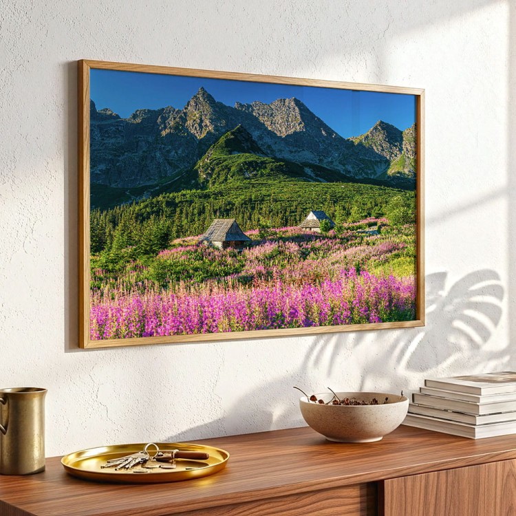 plakat tatry hala gąsienicowa w salonie nad komodą