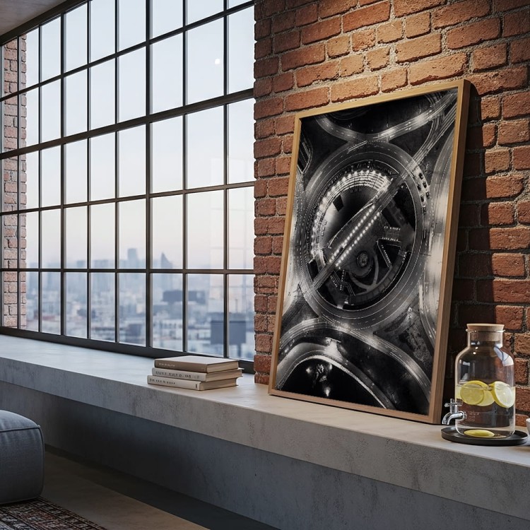 plakat katowice rondo w czerni i bieli w biurze loft