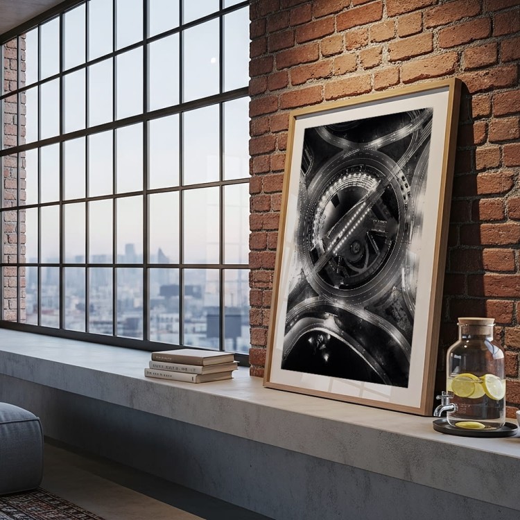plakat katowice rondo w czerni i bieli z białym obramowaniem w biurze loft