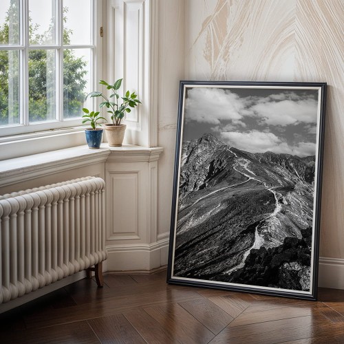 plakat tatry świnica w czerni i bieli dekoracja ścienna