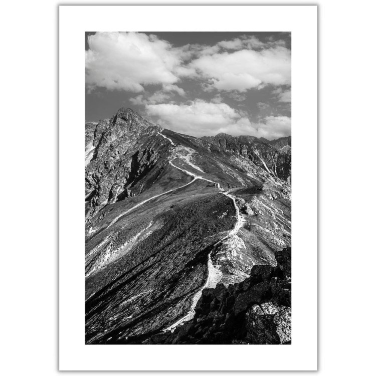 plakat tatry świnica w czerni i bieli z białym obramowaniem