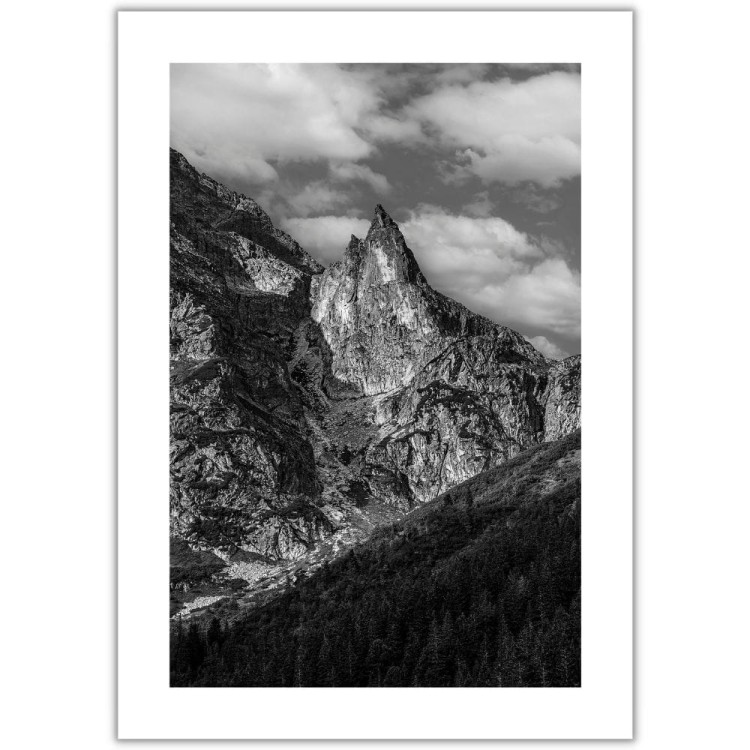 plakat tatry mnich w czerni i bieli z białym obramowaniem