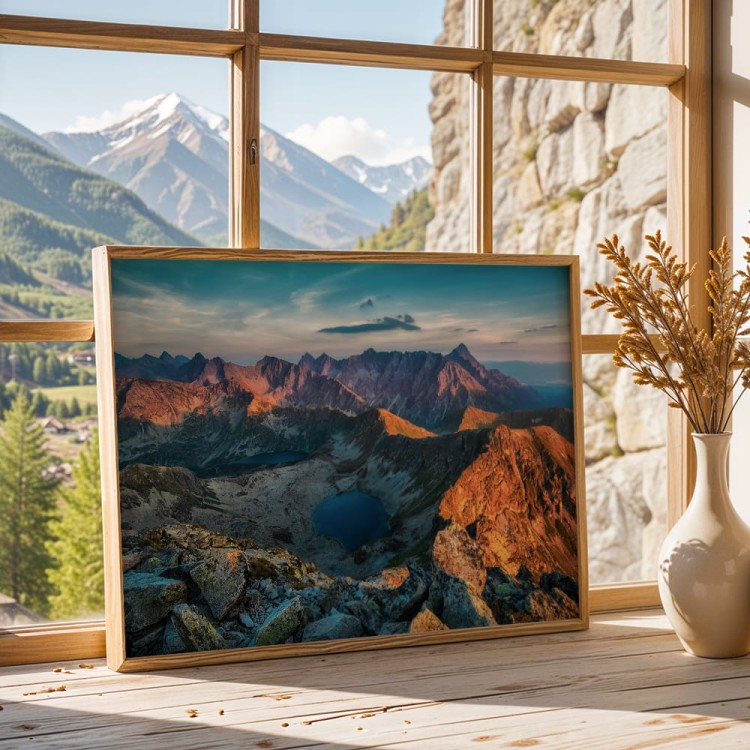 plakat tatry dolina pięciu stawów polskich w drewnianej ramie