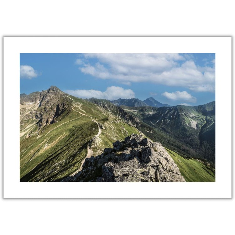 plakat tatry widok z kasprowego wierchu z białym obramowaniem