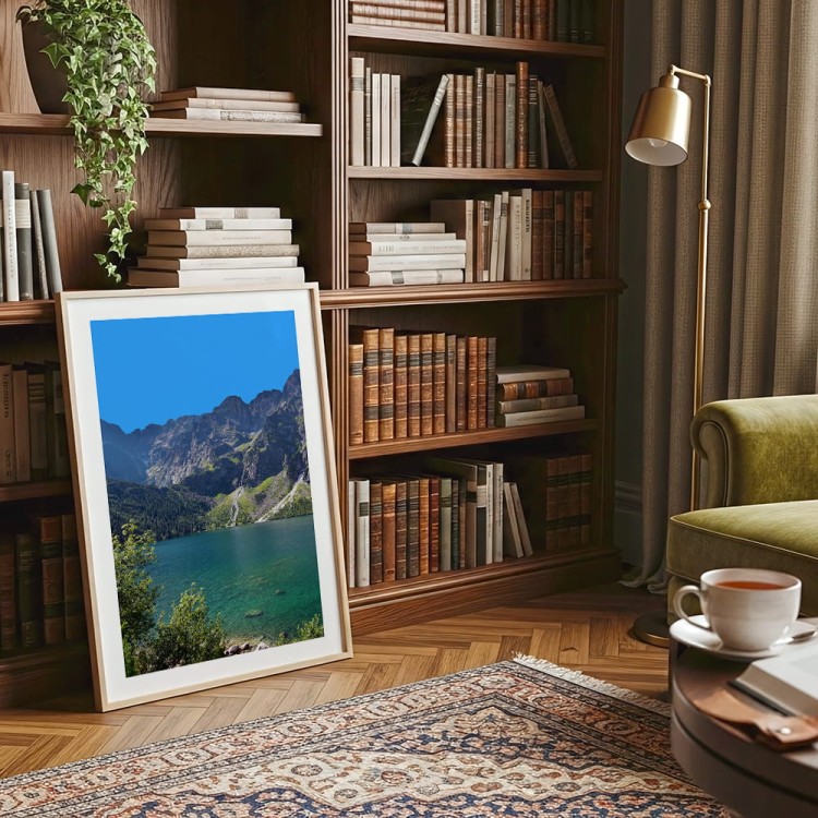plakat morskie oko tatry z białym obramowaniem