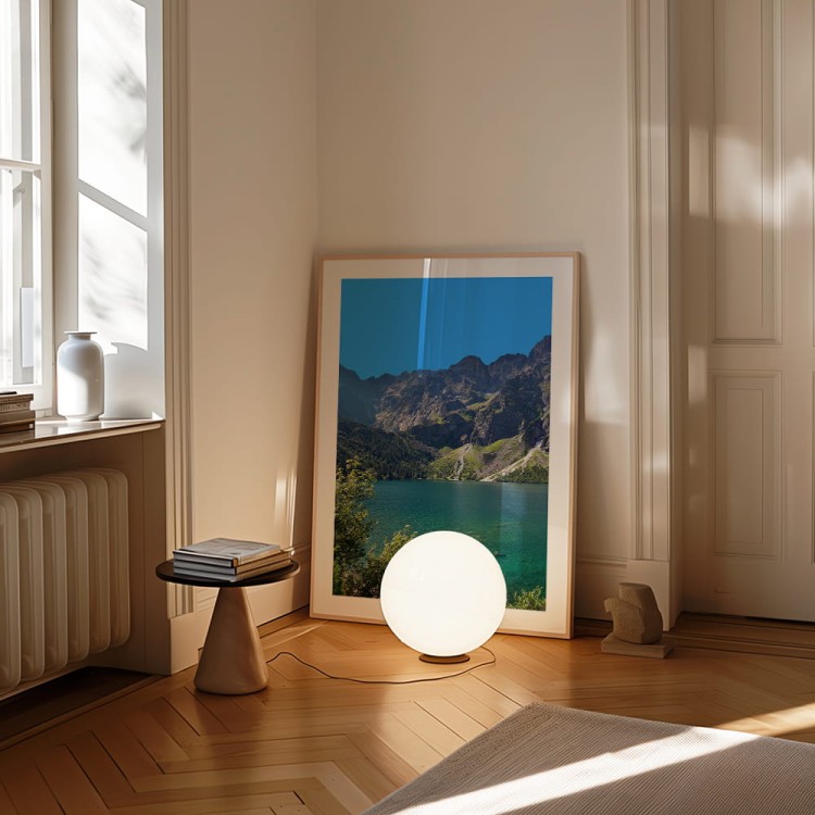 plakat morskie oko tatry z białym obramowaniem