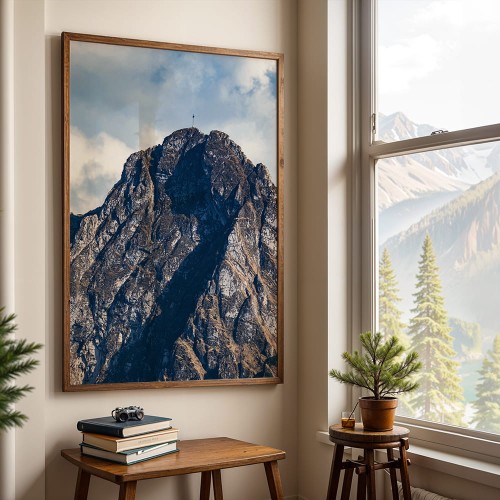 plakat tatry giewont w drewnianej ramie