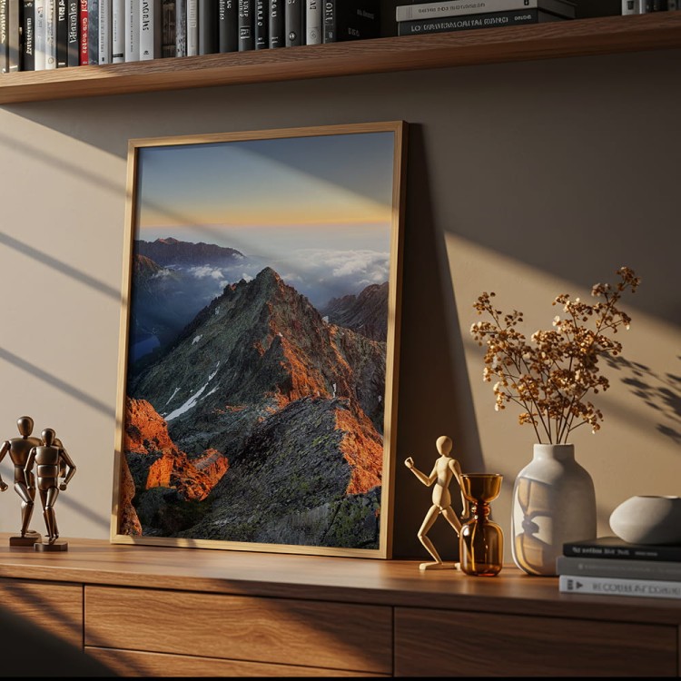 plakat tatry widok z rysów w drewnianej ramie