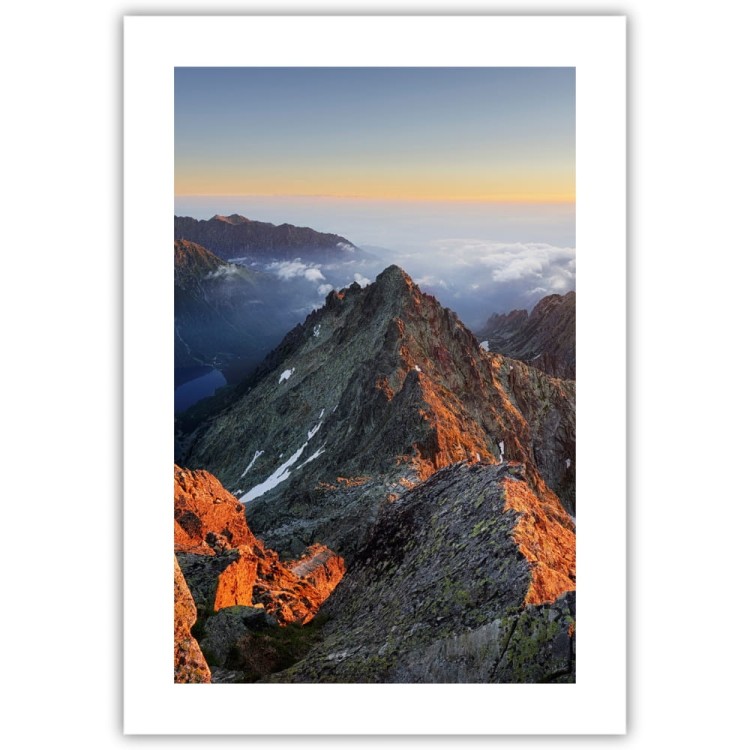 plakat tatry widok z rysów z białym obramowaniem