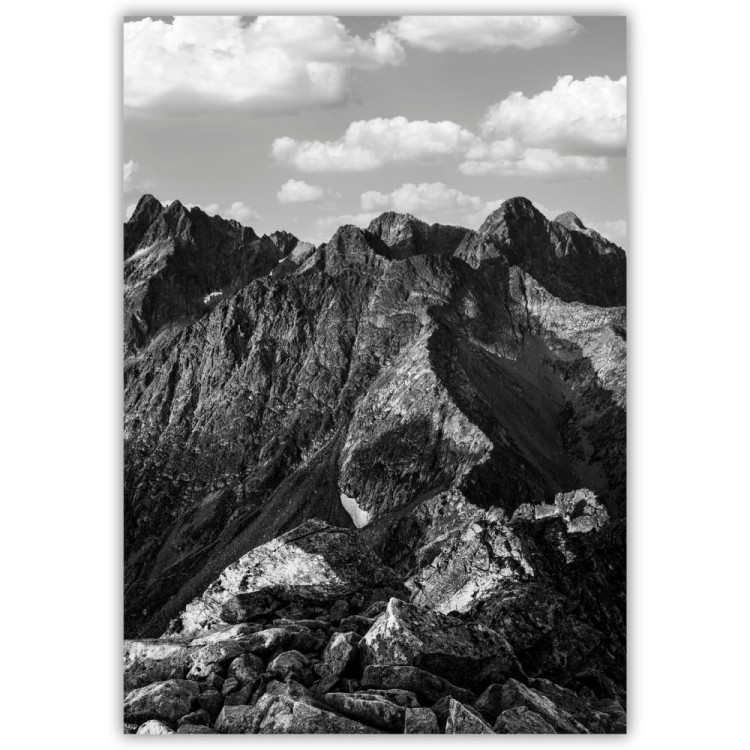 plakat tatry słowackie w czerni i bieli