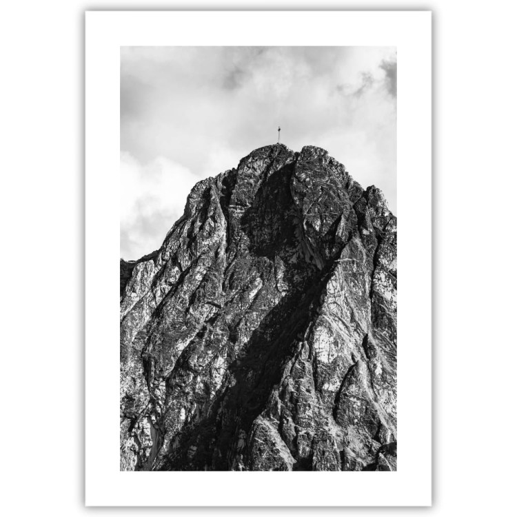 plakat tatry giewont w czerni i bieli z białym obramowaniem
